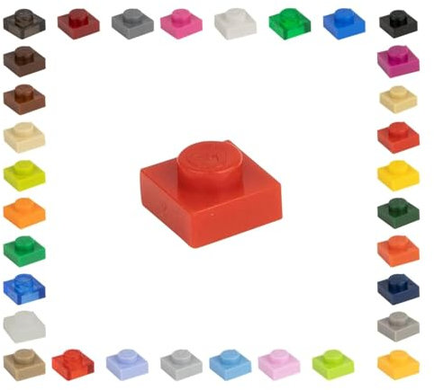 100 Mosaik Fliesen Bausteine 1x1 Noppen Kompatibel 34 vers. Farben Tiles Klemmbausteine (620 - Rot)
