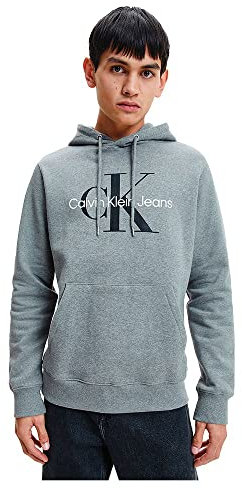 Calvin Klein Jeans Herren Hoodie Core Monologo mit Kapuze, Grau (Mid Grey Heather), S