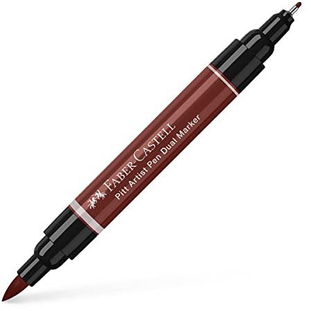 Faber-Castell Art & Graphic Pitt Artist Pen Dual Marker India Ink, India Red, Single Pitt Pen, For Art, Craft, Drawing, Skizzing, Home, School, Uni, Coloring