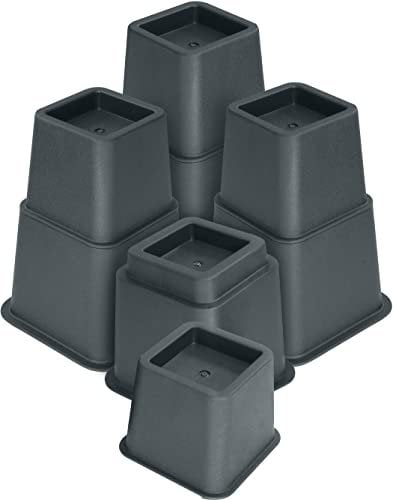 Utopia Bedding 8 Pcs Pied Rehausseurs Meubles Réglables (4 Hauts, 4 Courts) - Rehausseurs Peu Encombrants pour Lit, Table et Canapé (8 à 20 cm)(Gris)