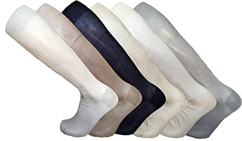Calze Lunghe Uomo in Cotone Filo di Scozia con Polsino alto a costine, calze formali ed eleganti, realizzate con filati di qualità leggeri e sottili cucitura ultrapiatta, Marchio Italiano | 6 paia