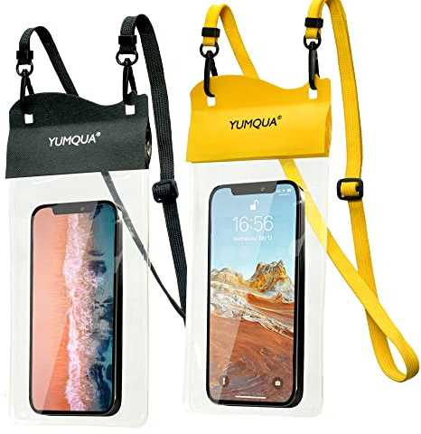 YUMQUA Custodia Impermeabile Smartphone 2 Pezzi, IPX8 Custodia Cellulare Impermeabile per iPhone 15 14 13 12 Pro Max/Galaxy S23 S22 S21 Ultra/Huawei P50 Pro/Xiaomi/Oneplus