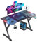 HLFURNIEU LED Scrivania Gaming 140 x 60 cm, Postazione Gaming Ergonomica, Tavolo Gaming con Tappetino per Mouse, Portabicchieri e Ganci Per Cuffie, Scrivania Gamer Nero