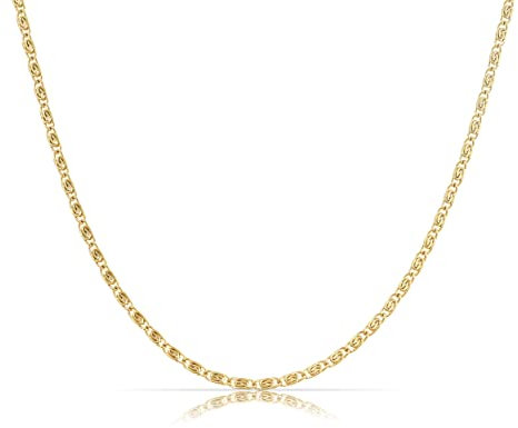 Made by Nami Minimalistische Halsketten Damen • Dezente Edelstahl Halskette mit starkem Karabiner-Verschluss • Choker-Kette Frauen & Mädchen • Filigrane Gliederkette • Geschenk für Sie (S-Design Gold)