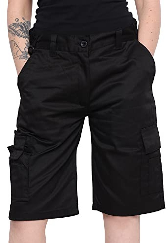 BKS Ladies Combat Cargo Work Shorts Size 8 to 22 in Black or Navy Blue | Ladies' combat cargo work shorts with practical pockets, available in black or navy and sizes 8-22