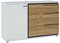 Wohnzimmer Sideboard 133 cm in weiß mit Eiche Nb., Anrichte, Kommode, Aufbewahrungsschrank, modern B/H/T ca. 133/85/40 cm