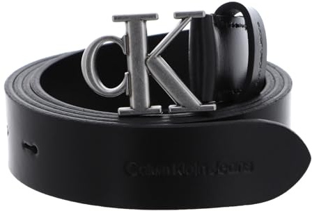 Calvin Klein Leder Gürtel Round Mono Leather Belt W95 Black schwarz