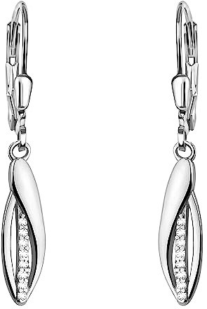 SOFIA MILANI - Damen Ohrringe 925 Silber - mit Zirkonia Steinen - Oval Ohrhänger - E2164