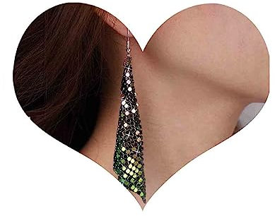Dervivea Boho Metall Pailletten Ohrringe - Bunte Pailletten Quaste Baumeln - Hypoallergen - Legierung - Nickelfrei, Bleifrei - Boho Modern - Frauen & Mädchen - Feierliche Anlässe