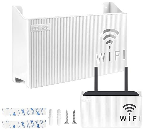 FAELNK Caja Oculta del Enrutador Caja Router Pared Estante de Almacenamiento de Enrutador WiFi Cajas de Pared para El Router para Sala de Estar de TV de Decoración del Hogar Blanco
