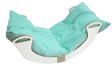 Skyline Kletterbogen mit Kissen Baby Kleinkind Kinder ab 1 Jahr Indoor Klettern Montessori Klettergerüst Holz Wippe Balancewippe Kletterdreieck Kletterwippe Holzwippe Kletterling Holzbogen M Minze