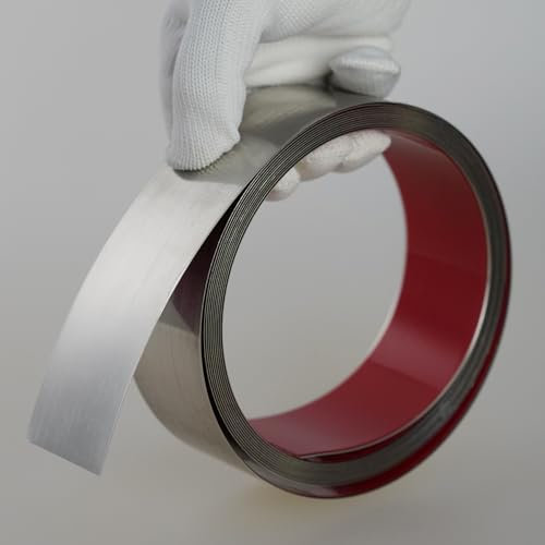 Hungbak Moldura de metal flexible de acero inoxidable para pared, chimenea, marco de espejo, manualidades y decoración del hogar (plata brillante, 12 m x 5 cm)