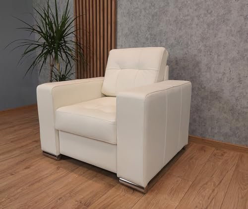 Quattro Meble Echtleder Sessel Mallorca Pik Breite 95 cm gesteppt Leder Sessel Rindsleder Wohnzimmer Hotel Loungesessel Viele Farben