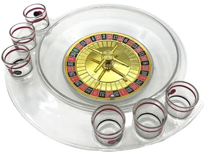 NSSXSN Roulette-Trinkspiel, KTV-Plattenspieler-Trinkgeschirr mit 6 Weingläsern, Plattenspieler-Spiel, Plattenspieler-Unterhaltung für Spieleabende