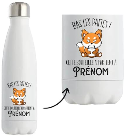 Bouteille Gourde Isotherme Prénom personnalisable bas les pattes | idée cadeau personnalisé drôle et original