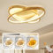 YYUTLUO LED Deckenleuchte, Deckenleuchte Aus Holz, 2 Ringe Rund Ø52cm / 50W, Dimmbar Mit Fernbedienung, Moderne Dekorative Wohnzimmerlampe, Schlafzimmer Dünne Ovale Lampe, Holz Schatten Deckenleuchte