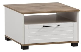 Schildmeyer Jelda Couchtisch 156469, matt weiß/Eiche Landhaus Dekor, 60,2 x 60,2 x 38,2 cm