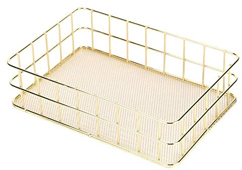 Stylish & Wire Mesh Basket for Home, Golden Iron Storage Desktop Organizer, Suitable for All Kind of Storage, Can Be Used in Many Places, Such As (Large Size, Diameter: Approx.