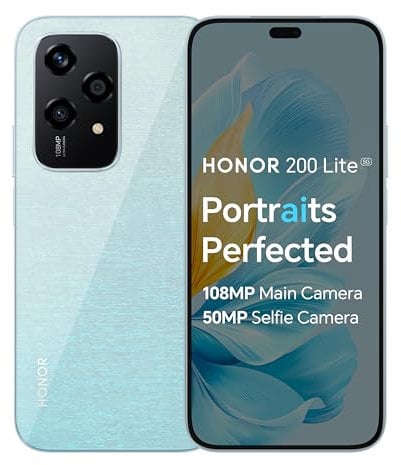 HONOR 200 Lite, Unlocked 5G Smartphone, 8GB+256GB, 6,7” Anti-Drop AMOLED Display, 108MP Triple Rear Camera, 50MP Front Camera, Dual SIM, 2 Year Manufacturer Warranty, Android 14, Starry Blue