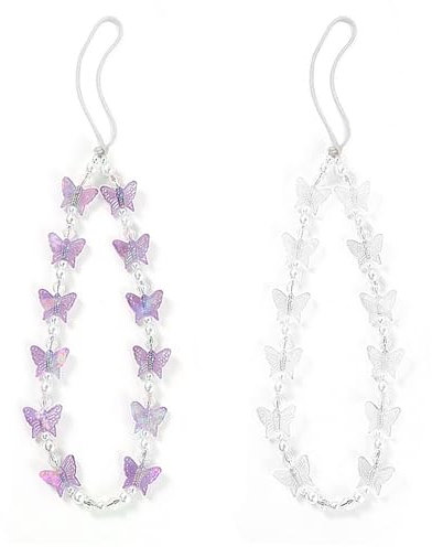 XMNIVATE 2 Peel-Together Phone Pendants (Butterfly & Short shapes, White, Purple)