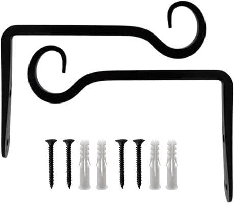 Pamtns 2 Piezas Soporte Macetas Exterior Soportes para Plantas Colgantes en la Pared Gancho Pared Farol Soportes para Colgar Macetas en la Pared Ganchos para Colgar el Jardín para Decoración Exterior