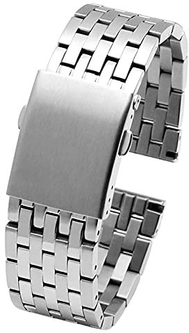 22 mm 24 mm 26 mm 28 mm 30 mm Edelstahl-Uhrenarmband für Herren, Metall, solides Armband, Armband (Bandfarbe: A Silber, Bandbreite: 24 mm)