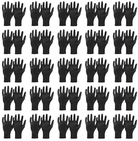 PATIKIL Disposable Industrial Nitrile Gloves, 100 Pcs Large Mechanic Glove 8-mil Thick with Diamond Texture Latex Free Powder Free for Garden Household, Black