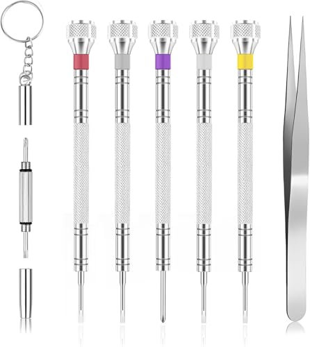 7 Pcs Precision Screwdriver Set for Jewellers, Glasses, and Watches - Multi-Purpose Flat Head and Cross Head in Different Sizes