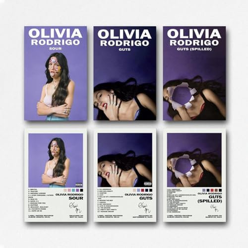 Gangguii Olivia Rodrigo signiertes limitiertes Albumcover-Poster, Set mit 6 Leinwandbildern für Schlafzimmer, künstlerische Drucke, 20 x 30 cm, Stil 2