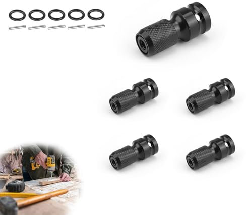 HJIAMA 5 Pièces Adaptateur Douille, Douille à Choc en Alliage 1/4 1/2, Noir, Conception Rétractable, Douille Torx Femelle Hexagonal, Convient aux Clés Pneumatiques, Tournevis