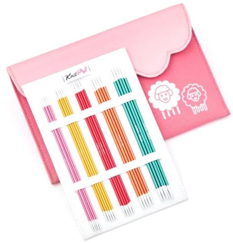 KnitPro Zing Doppelspitznadel-Set – 9 x 15 cm doppelseitige Stricknadeln, 5er-Set. Zing Deluxe-Set für Anfänger, Profis und Geschenkset