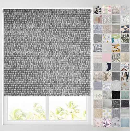 Barnes Blinds - Blackout Pattern Roller Blinds for Windows, Custom Cut to Size - Thermal Fabric Durable Fittings Easy Fit (Diego Grey 153cm)