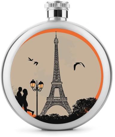 Flacon De Hanche En Acier Inoxydable Tour Eiffel Flasque À Alcool Bouteille De Whisky De Poche Pour Vodka Rum 9x9cm