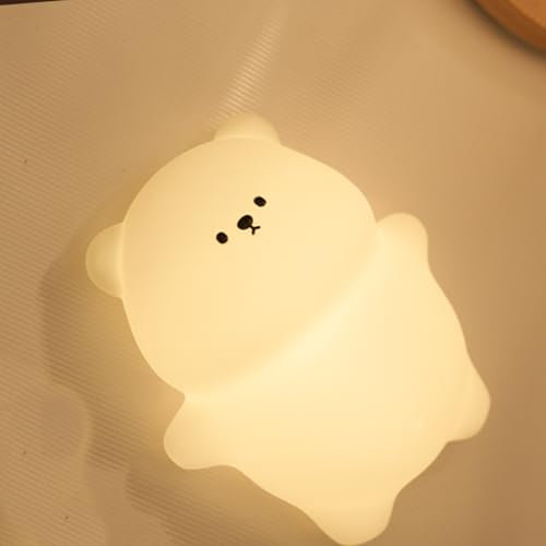 beek Nachtlicht Kinder Stilllicht, Bärenförmig Mehrfarbig Silikon Nachttischlampe Aufladbar Touch LED Dimmbar Tischlampe, Geschenke für Kinderzimmer Baby Mädchen Junge