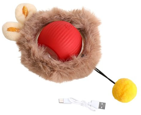 Shengxi Pelota Interactiva con Luz LED para Gatos y Perros - Juguete Inteligente Recargable por USB, Rotación Automática (Peluche)