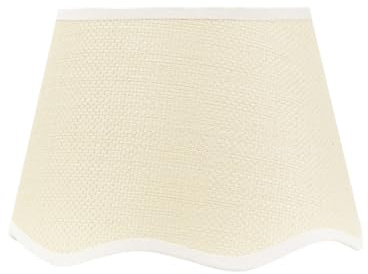 ValueLights | Small Easy Fit Natural Scallop Light Shade with White Trim Bedroom Hallway Lampshade | Shades, Home Décor & Improvement Essential | Included LED Bulb | 250mm Shade Width