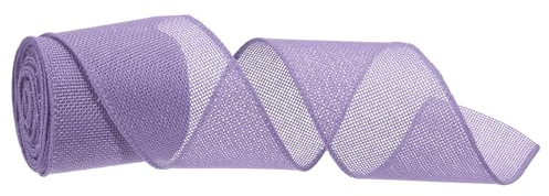 QUARKZMAN Cintade Arpillera con Bordede Alambre de 2-1/2 X 5 Yardas | Cintasde Arpillera Lila Claro, Cinta con Alambre para Envolver Regalos Lazos Tiara Navidad árbol Ramode Flores