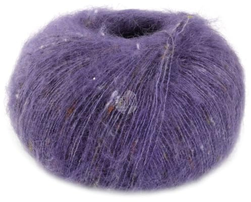 LANA GROSSA Natural Superkid Tweed | Feines Lace-Garn aus 60% Superkid Mohair mit 30% Seide, 7% Baumwolle, 3% Polyester und zarten Tweednoppen | 25g Wolle zum Stricken & Häkeln | 200m Garn FB630