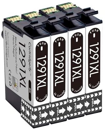 Cartridgeify 4X T1291XL Schwarz Druckerpatronen Kompatibel mit Epson T1291 T129 XL Patronen Multipack, für Workforce WF-3520 WF-3540, Stylus SX235W SX425W SX445W SX535WD Stylus Office SX435W BX635FWD