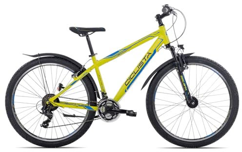 Ciclista Adventure 27,5/29 Zoll Kinderfahrrad Fahrrad für Jungen Mädchen 21-Gang Shimano Kettenschaltung Jugendrad ATB, Farbe:Lime Black Blue, Rahmengröße:43 cm, Laufradgröße:27.5 Zoll