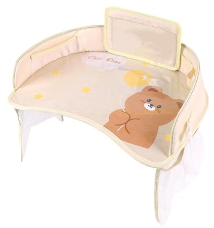 Car Seat Lap Tray, Kids Auto Travel Tray, Large-Capacity Desk | Organizer, Sturdy Snack & Activity Table, for Books, Tablets, Drinks, Road Trips, Airplane