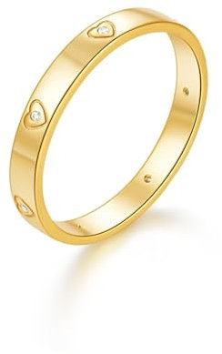Calefee Ring Echt Gold 375, Damen Ringe Eheringe Schlicht Einzeln mit Moissanite Rund, Echtschmuck 9k gr. 62