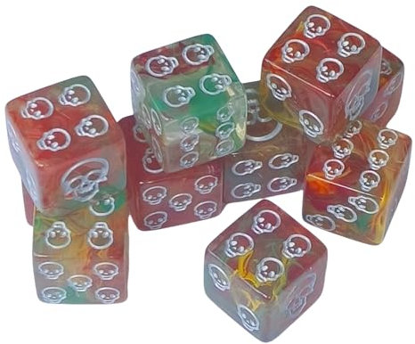 Tischspiel-Würfel, Totenkopf-Muster, Rollenspiel, Acryl, runde Ecken, sechsseitige Würfel, einfach zu bedienen, 10 Stück