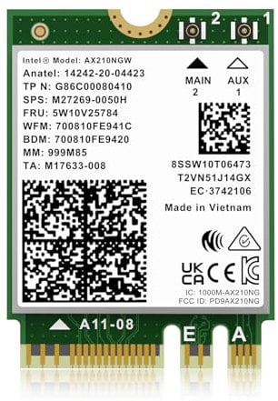 WiFi 6E Wireless Card Intel AX210NGW, Bluetooth 5.3 Tri-Band 5400Mbps M.2/NGFF Network for PC Laptop AX210 Network Card Support Windows 10/11 (64bit)