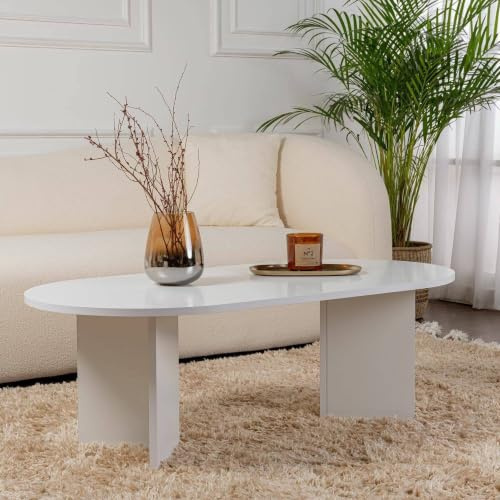 Dmora Couchtisch Parrano 119x60x40h cm Weiß Zeitschriftenhalter