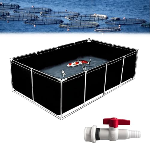 Poxvythb Étang Pisciculture Renforcé avec Étangs d'aquarium extérieurs pour Bassin à Poissons, Piscine - Bassin Extérieur Épais 1.2x1x0.5m - Noir