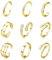 FIOROYAL 9Pcs Bagues d'orteil Femme Ajustables Anneaux 14K Plaqué Or ou Argent Bague de Pied Triple Anneau Ouvert avec Zircon Bague Orteil Hug Chic Bijoux de Pied Été Plage pour Femmes G1