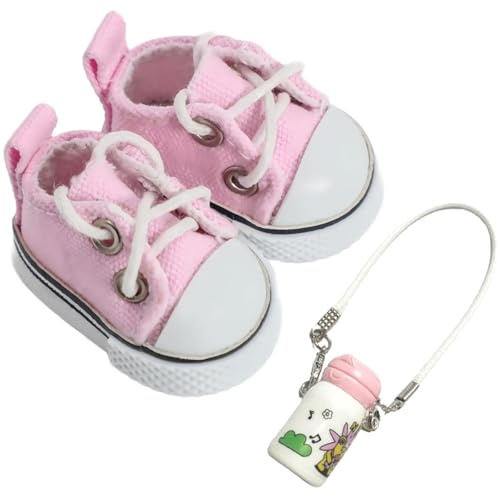 Chritice 2PC Doll Shoes and Doll Water Bottle,Intended for Labubu,Mini Accessories for 1.2.3 Generation Monster Figure and 17CM Dolls,1 Pink Shoes + 1 Water Bottle
