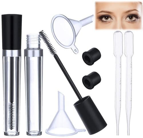Tube et Baguette de Mascara Vide 2pc 8ml Tube Mascara Vide et Brosse pour Cils Pipette De Transfert Entonnoirs pour Huile de Ricin Bouteille Rechargeable pour Ricin Maquillage Brosse Cils Conteneurs