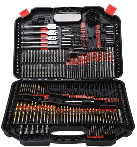 YWBL-WH Twist Drill Bit Set, 246 Pieces Drill Bits and Driver Set, Screw Drivers Bits Full Combo Kit in Plastic Carrying Box